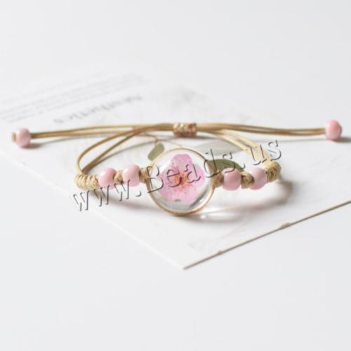 Pulsera de Porcelana, con Flores secas, Ajustable & Joyería & para mujer, más colores para la opción, longitud aproximado 15-26 cm, Vendido por UD