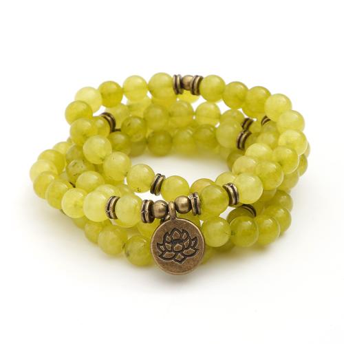 Edelsteen armbanden, Jade Lemon, met Zinc Alloy, mode sieraden & uniseks, geel, Per verkocht Ca 36 inch Strand