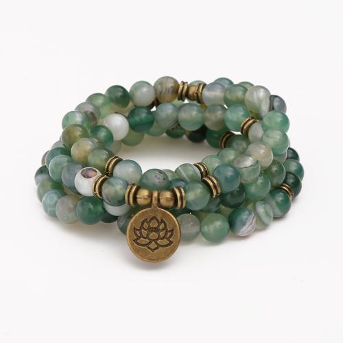 Agate Jewelry Bracelet with Zinc Alloy fashion jewelry & Unisex green Sold Per Approx 36 Inch Strand