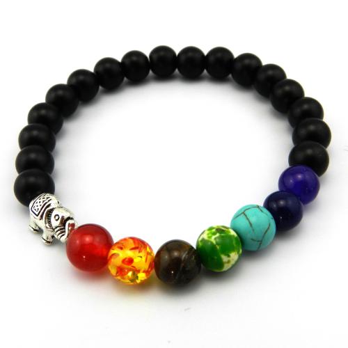 Gemstone Bracelets Lava with turquoise & Zinc Alloy fashion jewelry & Unisex multi-colored Length Approx 18 cm Sold By PC