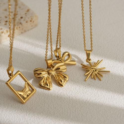 Stainless Steel Jewelry Necklace 304 Stainless Steel with 5cm extender chain 18K gold plated fashion jewelry & for woman golden Length Approx 45 cm Sold By PC