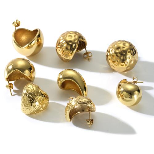 Stainless Steel Stud Earrings 304 Stainless Steel 18K gold plated fashion jewelry & for woman golden Sold By Pair