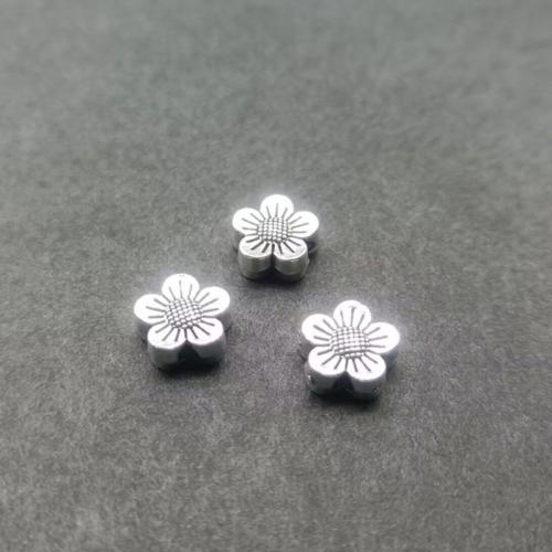 Koraliki dystansowe stopu cynku, Stop cynku, Kwiat, Platerowane kolorem starego srebra, DIY, bez zawartości niklu, ołowiu i kadmu, 8x3.20mm, około 100komputery/torba, sprzedane przez torba