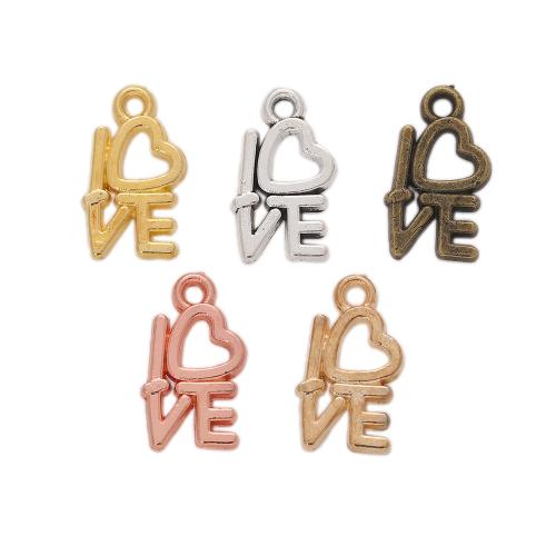 Pendentif alphabet en zinc, alliage de zinc, Lettre d’alphabet, Placage, DIY, plus de couleurs à choisir, protéger l'environnement, sans nickel, plomb et cadmium, 14x8x1mm, Environ 100PC/sac, Vendu par sac