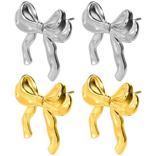 Stainless Steel Stud Earrings 304 Stainless Steel Bowknot Vacuum Ion Plating fashion jewelry & for woman Sold By Pair