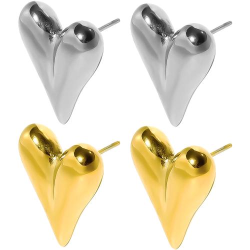 Stainless Steel Stud Earrings 304 Stainless Steel Heart Vacuum Ion Plating fashion jewelry & for woman Sold By Pair