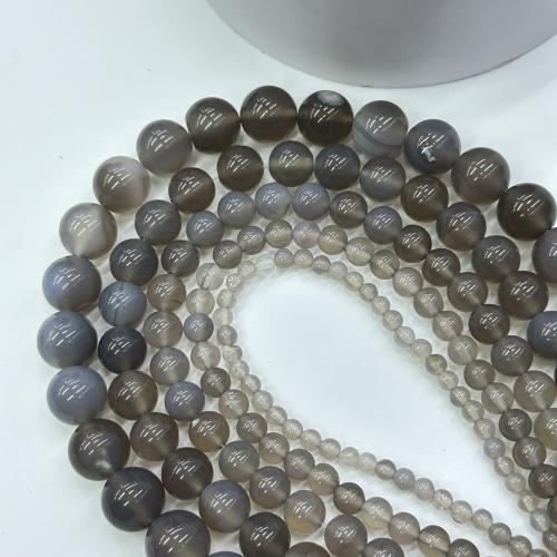 Natural Grey Agate Beads Round DIY Sold By Strand