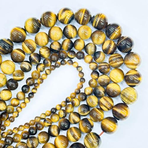 Tiger Eye Gyöngyök, Kerek, DIY & különböző méretű a választás, több színt a választás, Által értékesített Strand