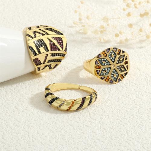 Cúbicos Circonia Micro Pave anillo de latón, metal, chapado en color dorado, diferentes estilos para la opción & micro arcilla de zirconia cúbica & para mujer, más colores para la opción, libre de níquel, plomo & cadmio, Vendido por UD