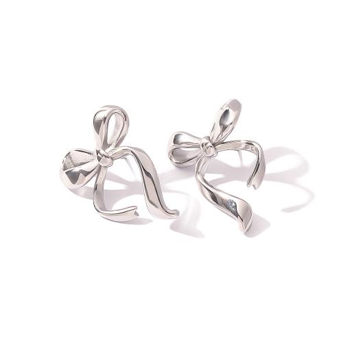 Stainless Steel Stud fülbevaló, 304 rozsdamentes acél, Bowknot, galvanizált, divat ékszerek, több színt a választás, 23.80x32mm, Által értékesített pár