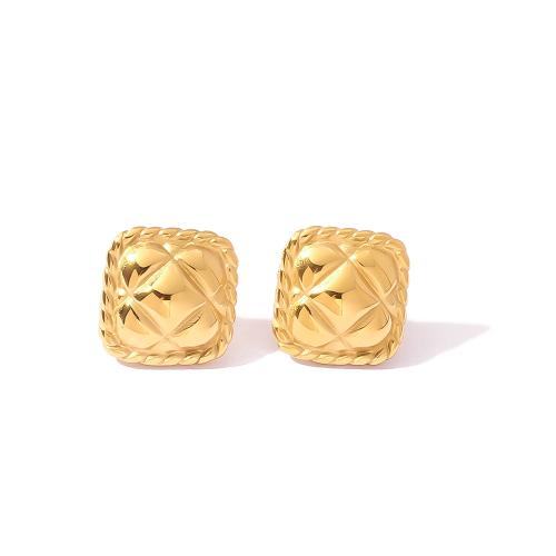 Stainless Steel Stud Earrings 304 Stainless Steel gold color plated fashion jewelry golden Sold By Pair