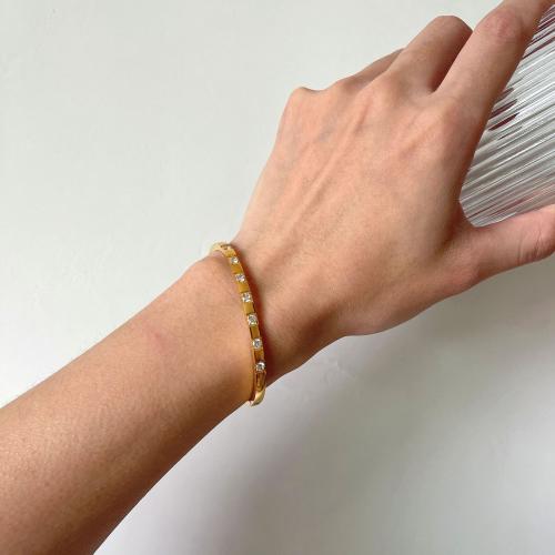 Nerūdijančio plieno Bangle, 304 Nerūdijantis plienas, padengtą, Bižuterijos & su Kalnų krištolas, daugiau spalvų pasirinkimas, Pardavė PC