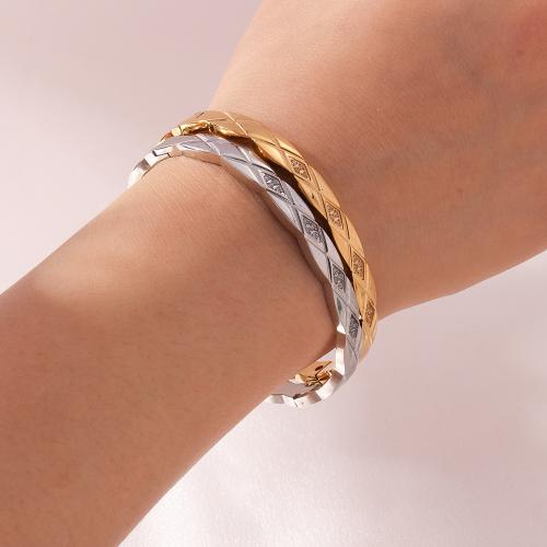 Titanium Steel Bracelet & Bangle plated fashion jewelry & with rhinestone Sold By PC