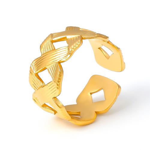 Titanium Steel Finger Ring 18K gold plated fashion jewelry & for woman & hollow US Ring Sold By PC