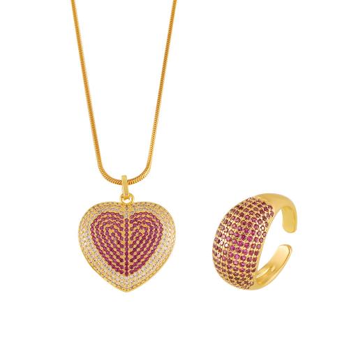 Jewelry Sets Titanium Steel with Brass 18K gold plated & micro pave cubic zirconia & for woman Sold By PC