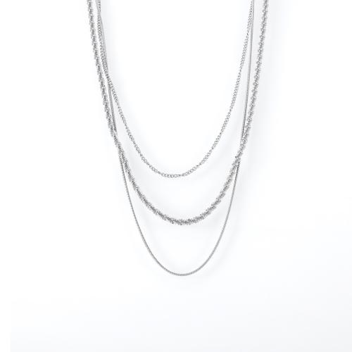 Collana di titanio acciaio, Titantium acciaio, with 5cm extender chain, tre strati & gioielli di moda & per la donna, colore originale, Lunghezza Appross. 38 cm, Venduto da PC