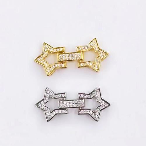 Brass Fold Over Clasp Star plated DIY & micro pave cubic zirconia Sold By PC