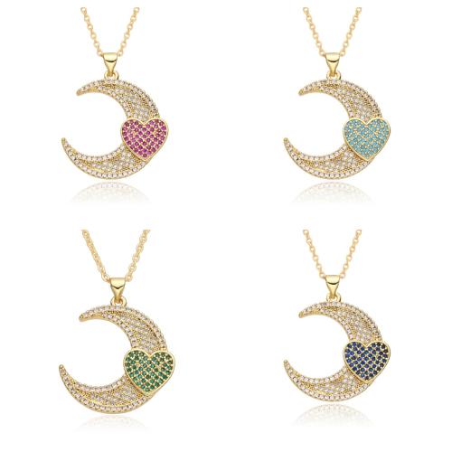 Collier en laiton cubique Zircon Micro Pave, Placage, pavé de micro zircon & pour femme, plus de couleurs à choisir, Longueur Environ 41-50 cm, Vendu par PC