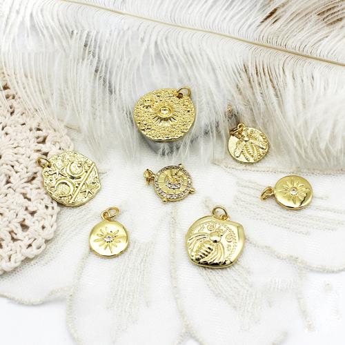 Cubic Zirconia Micro Pave Brass Pendant plated DIY & micro pave cubic zirconia golden Sold By PC