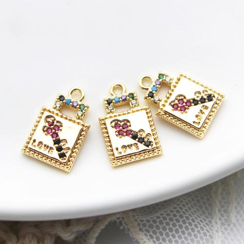 Cubic Zirconia Micro Pave bronze Pingente, cobre, banhado, DIY & micro pavimento em zircônia cúbica, dourado, vendido por PC