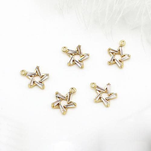 Cubic Zirconia Micro Pave Brass Pendant Star plated DIY & micro pave cubic zirconia golden Sold By PC