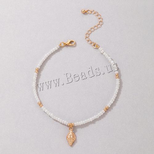 Zinc Alloy Anklet with ABS Plastic Pearl with 5cm extender chain & for woman golden Length Approx 22 cm Sold By PC