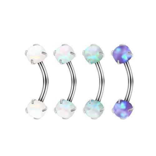 Stainless Steel Lip Ring 316 Stainless Steel with Opal polished Unisex Sold By PC