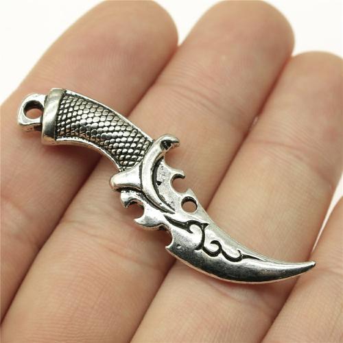 Sinc Alloy Pendants, Sword, dath airgid antique plátáilte, DIY, 50x12mm, Díolta De réir PC