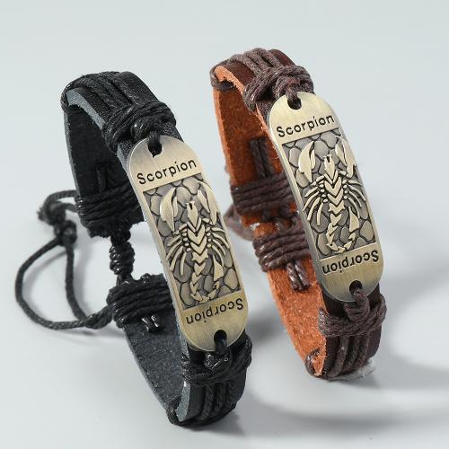 Zinklegering armbandkettingen, Zinc Alloy, met Hennep & PU, plated, uniseks, meer kleuren voor de keuze, nikkel, lood en cadmium vrij, Verkocht door PC