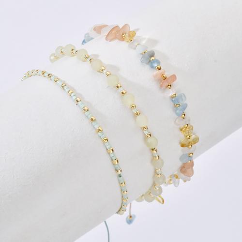 Edelsteen armbanden, Gemstone Chips, met Knoopkoord, Verstelbare & verschillende stijlen voor de keuze & voor vrouw, meer kleuren voor de keuze, Lengte 14-28 cm, Verkocht door PC