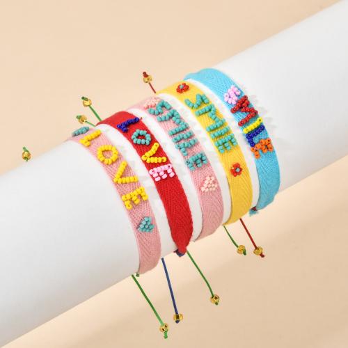 Glass Beads Bracelet Seedbead with Knot Cord Adjustable & for woman Length 14-28 cm Sold By PC