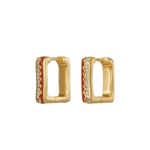 Ottone Leverback Orecchini, gioielli di moda & per la donna & con strass, dorato, 13mm, Venduto da coppia