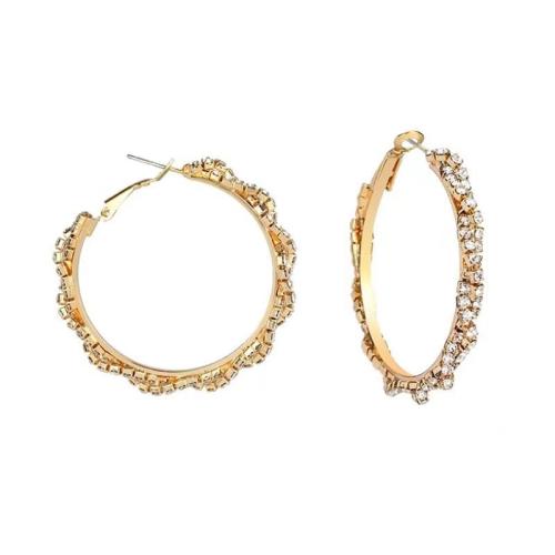 Zinc Alloy Drop Earrings fashion jewelry & for woman & with rhinestone golden Sold By Pair