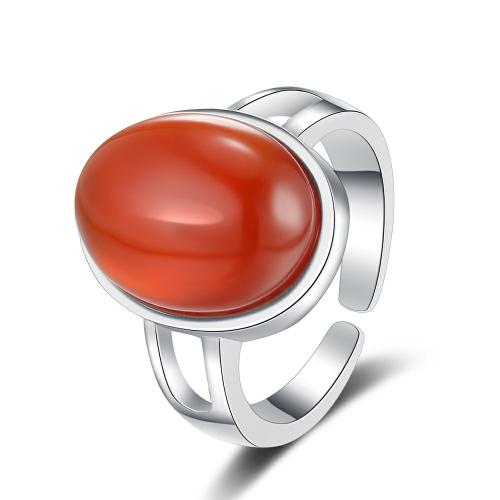 925 Sterling Silver Finger Rings with Red Agate fashion jewelry & for woman Sold By PC