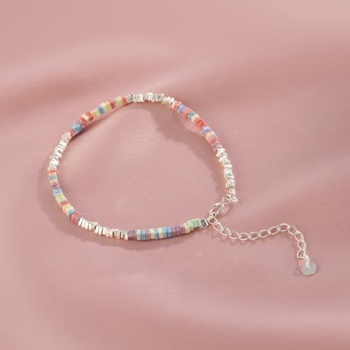 Roestvrij staal armbanden, 925 sterling zilver, met Rainbow Jasper, met 5cm extender keten, mode sieraden & voor vrouw, Lengte Ca 15 cm, Verkocht door PC