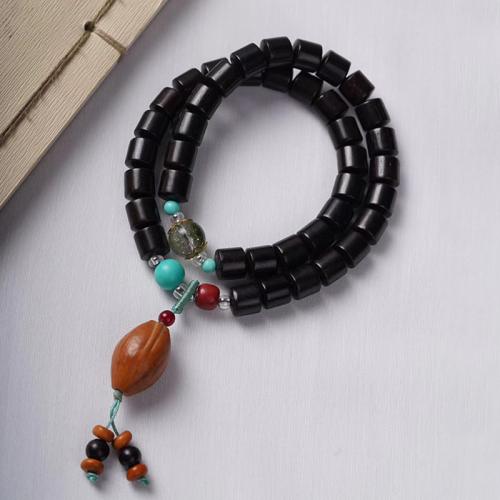 Handgelenk Mala, Schwarz Sandelholz, Modeschmuck & unisex, Länge ca. 33 cm, verkauft von PC