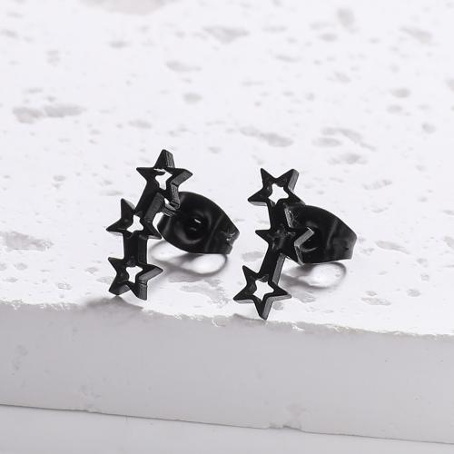 Stainless Steel Stud Earrings 304 Stainless Steel Star fashion jewelry & for woman Sold By Pair