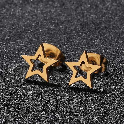 Stainless Steel Stud Earrings 304 Stainless Steel Star fashion jewelry & for woman Sold By Pair