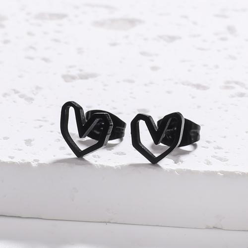 Roestvrij staal Stud Earrings, 304 roestvrij staal, Hart, mode sieraden & voor vrouw, meer kleuren voor de keuze, 8x8mm, Verkocht door pair