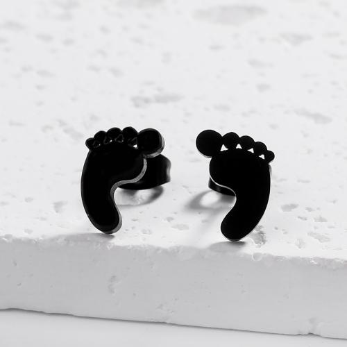 Roestvrij staal Stud Earrings, 304 roestvrij staal, Voetspoor, mode sieraden & voor vrouw, meer kleuren voor de keuze, 9x11mm, Verkocht door pair