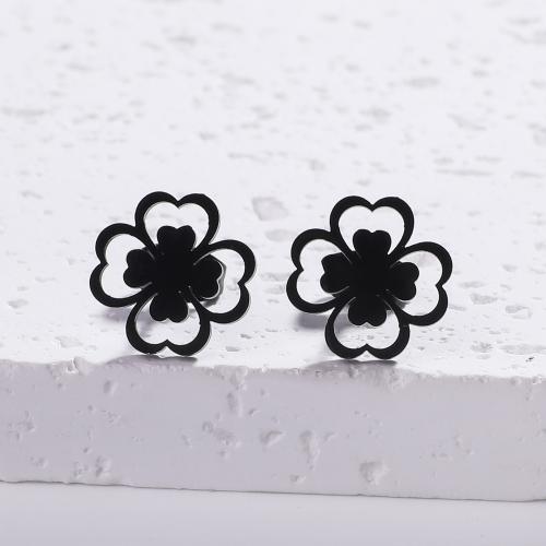 Roestvrij staal Stud Earrings, 304 roestvrij staal, Four Leaf Clover, mode sieraden & voor vrouw, meer kleuren voor de keuze, 12x12mm, Verkocht door pair