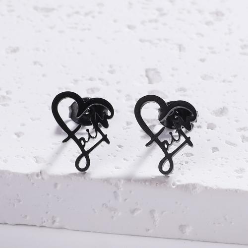 Roestvrij staal Stud Earrings, 304 roestvrij staal, Hart, mode sieraden & voor vrouw, meer kleuren voor de keuze, 12x10mm, Verkocht door pair