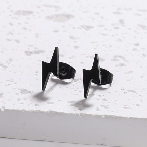 Roestvrij staal Stud Earrings, 304 roestvrij staal, Lightning Symbol, mode sieraden & voor vrouw, meer kleuren voor de keuze, 4.50x11mm, Verkocht door pair