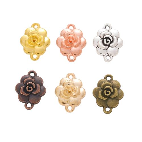 Conector de liga de zinco de flor, Rose, banhado, DIY & laço de 1/1, Mais cores pare escolha, níquel, chumbo e cádmio livre, 19x14x3mm, Aprox 100PCs/Bag, vendido por Bag