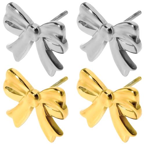 Stainless Steel Stud Earrings 304 Stainless Steel Bowknot Vacuum Ion Plating fashion jewelry & for woman Sold By Pair