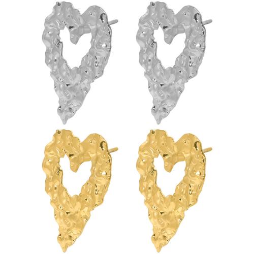 Stainless Steel Stud Earrings 304 Stainless Steel Heart Vacuum Ion Plating fashion jewelry & for woman Sold By Pair