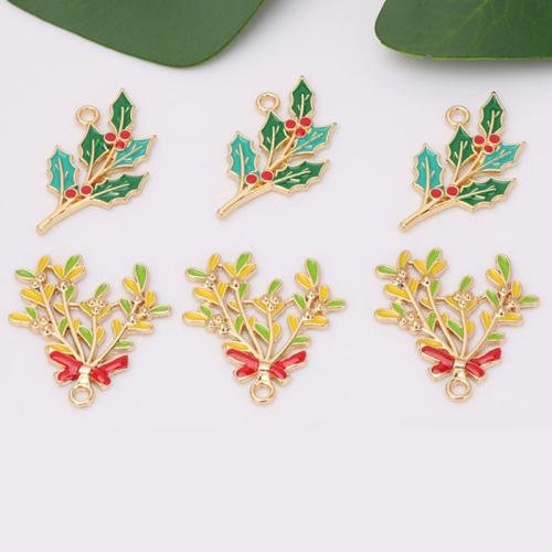 Zinc Alloy Christmas Pendants Branch gold color plated DIY & enamel nickel lead & cadmium free Approx Sold By Bag