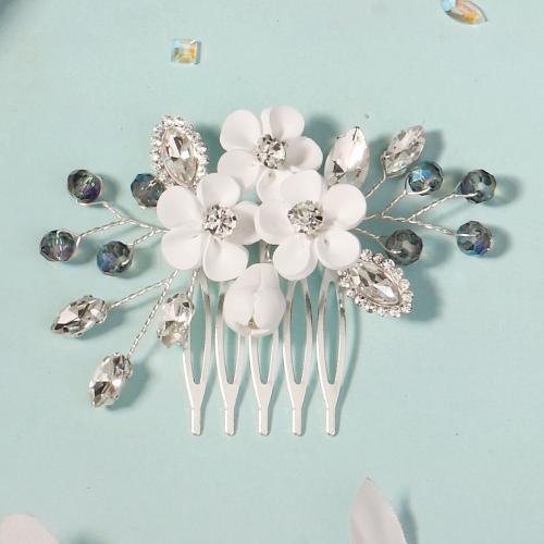 Decorative Hair Combs Zinc Alloy with Clay for bridal & with rhinestone nickel lead & cadmium free Sold By PC