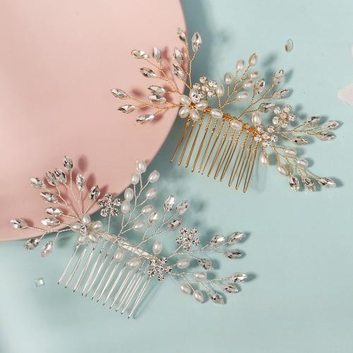 Dekoratív Hair Combs, Cink ötvözet, -val Műanyag Pearl, galvanizált, A menyasszonyi & strasszos, több színt a választás, nikkel, ólom és kadmium mentes, Által értékesített PC