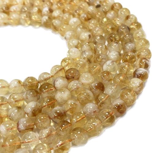 Natural Citrine Beads Round DIY Sold By Strand